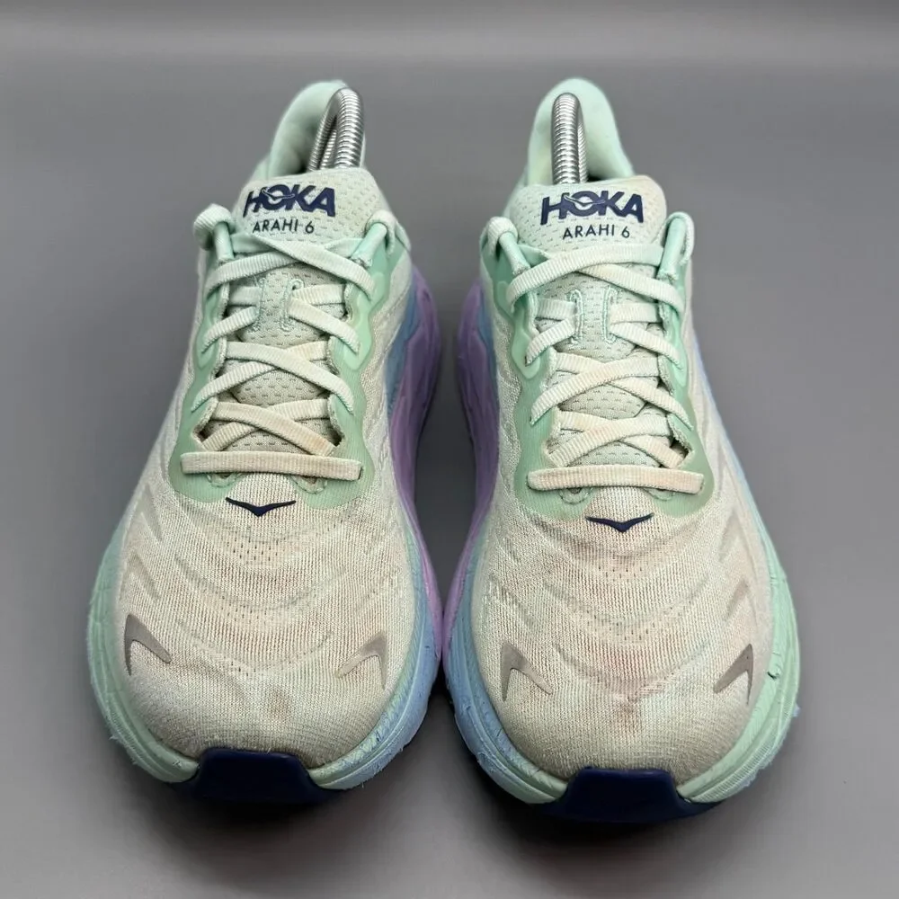 Hoka One One Arahi 6 Womens 9 B Green Mint White Athletic Running Sneakers Shoes